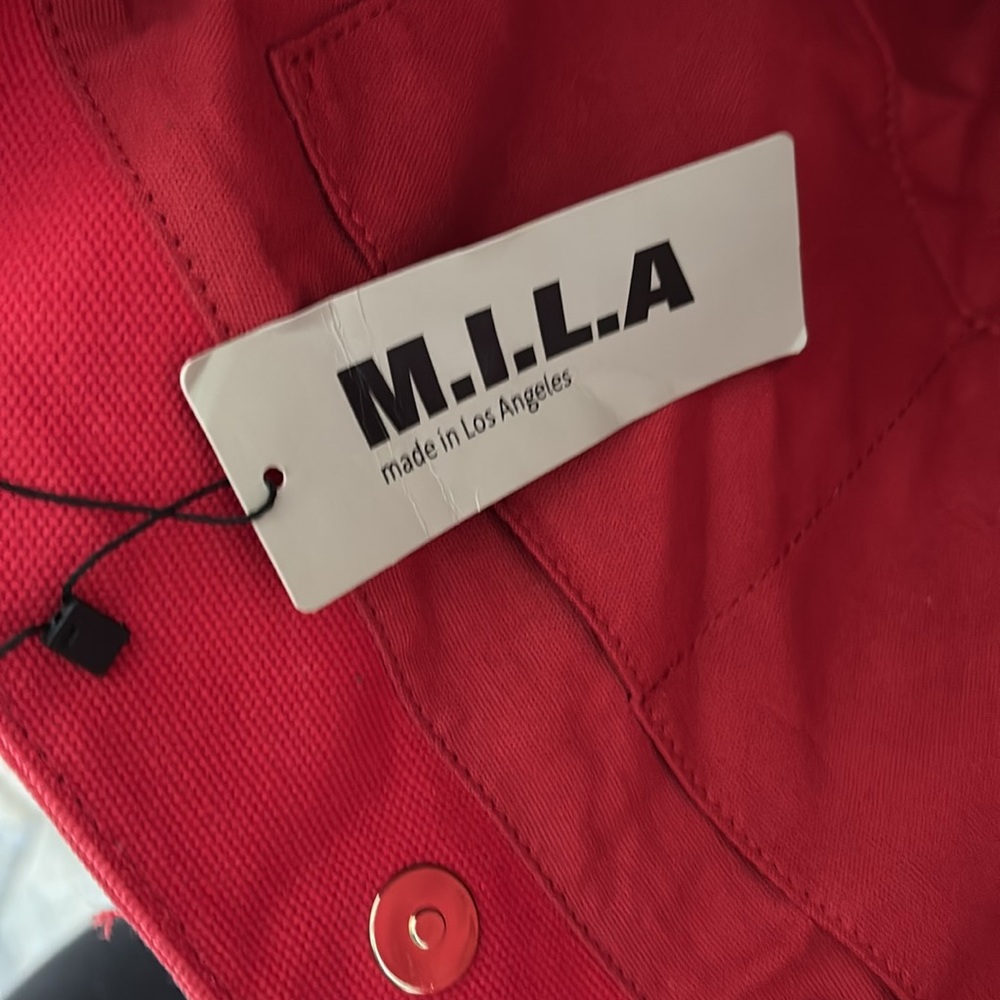 MILA LOS ANGELES LADIES RED CANVAS FRINGE BOHO TOTE BAG - Picture 4 of 11